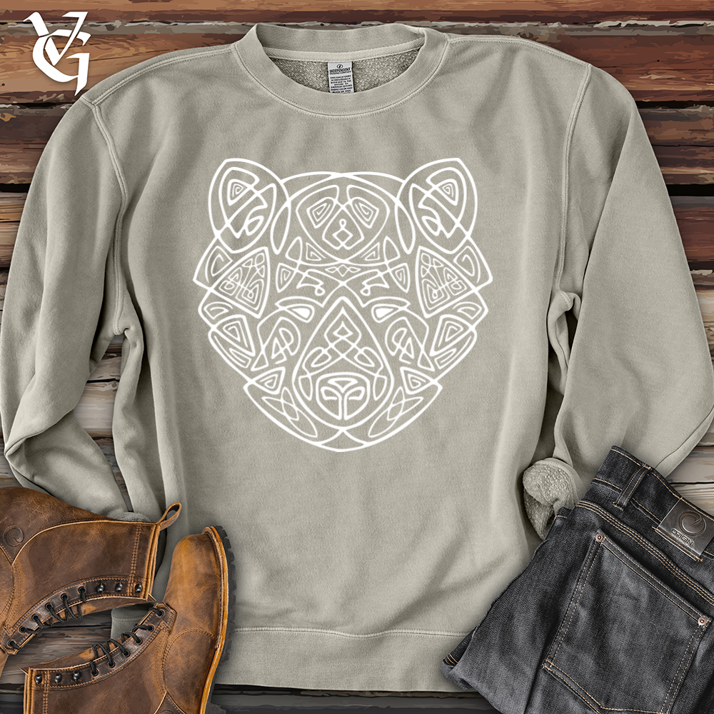 Viking Goods Bear Head Celtic Style Pigment-Dyed Crewneck Pigment Cement / L