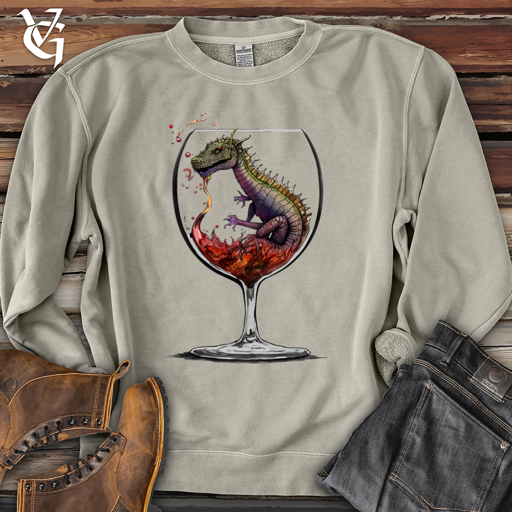 Viking Goods Dragons Drink Pigment-Dyed Crewneck Pigment Cement / L