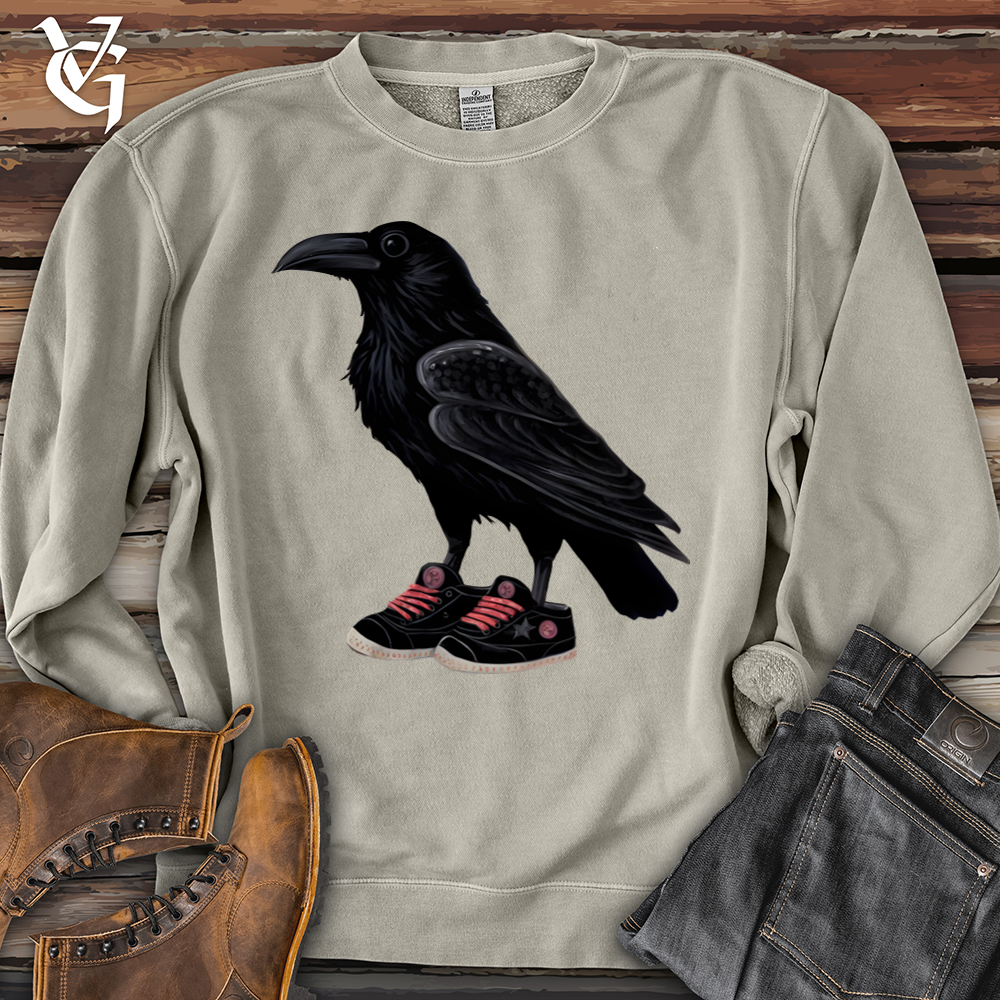 Viking Goods Raven Wearing Sneakers Pigment-Dyed Crewneck Pigment Cement / L