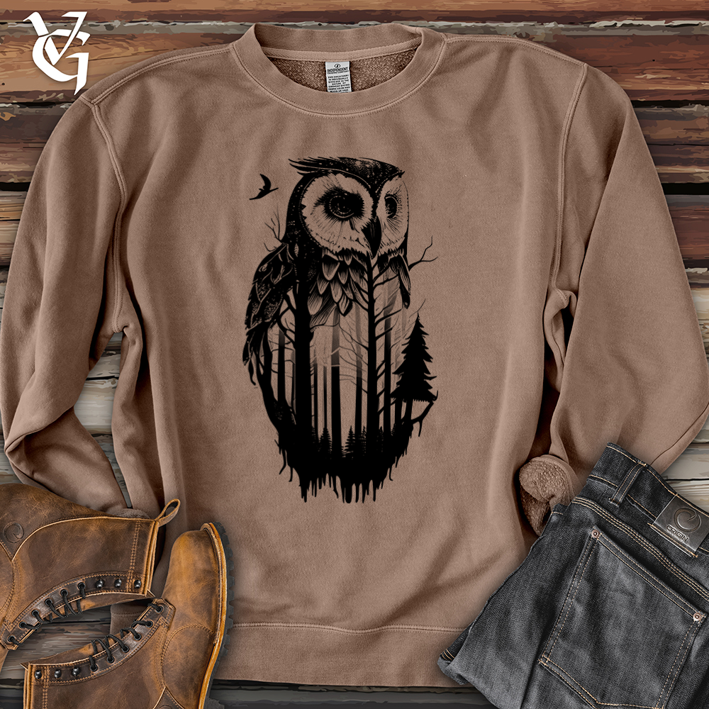 Viking Goods Owl Soul Banjo Bison Pigment-Dyed Crewneck Pigment Clay / L