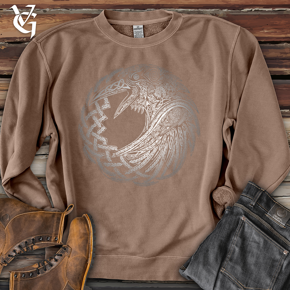 Viking Goods Silver Glass Raven Pigment-Dyed Crewneck Pigment Clay / L