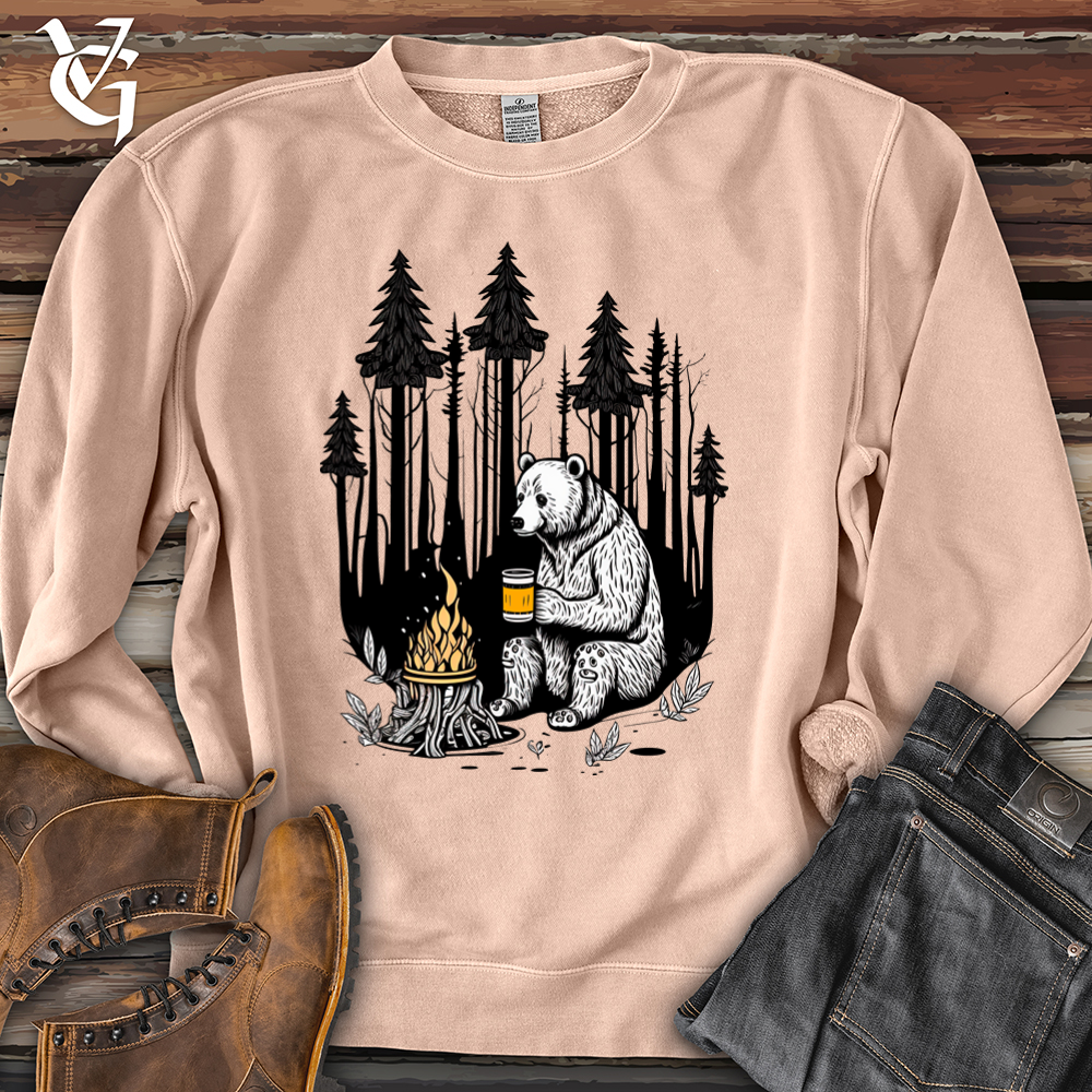 Viking Goods Bear Happy Hour Pigment-Dyed Crewneck Pigment Dusty Pink / L