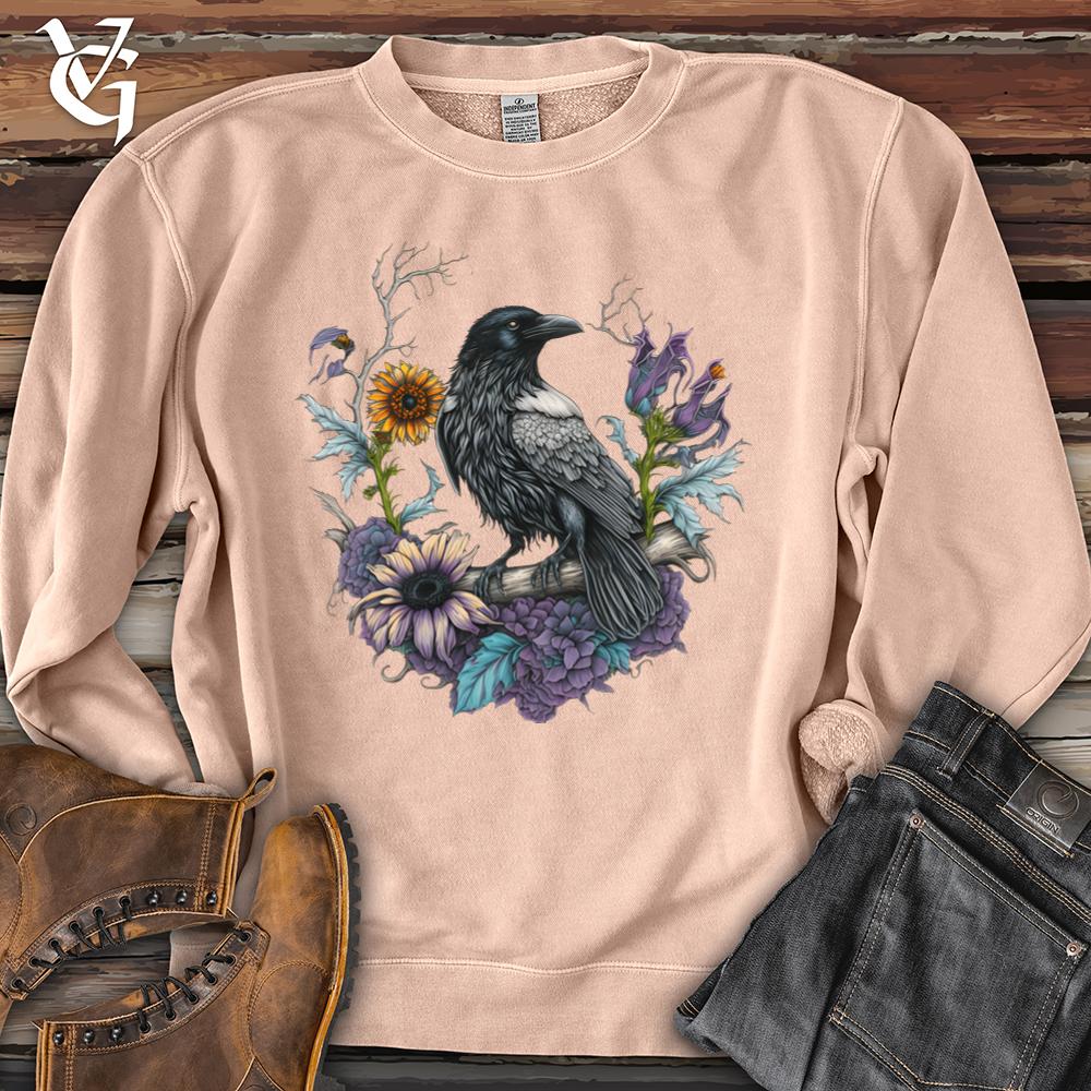 Viking Goods Flower Wreath Raven Pigment-Dyed Crewneck Pigment Dusty Pink / L