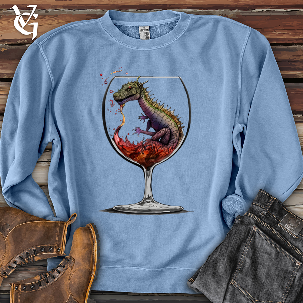 Viking Goods Dragons Drink Pigment-Dyed Crewneck Pigment Light Blue / L