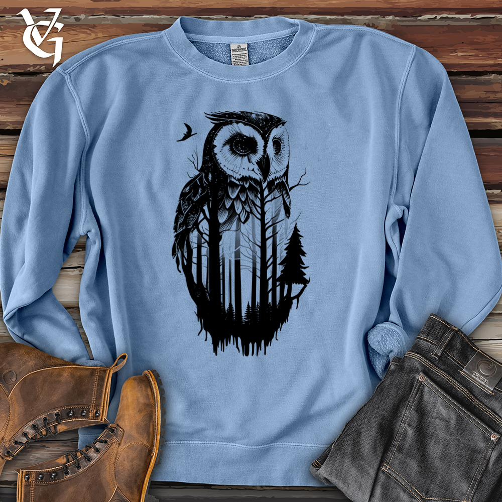 Viking Goods Owl Soul Banjo Bison Pigment-Dyed Crewneck Pigment Light Blue / L