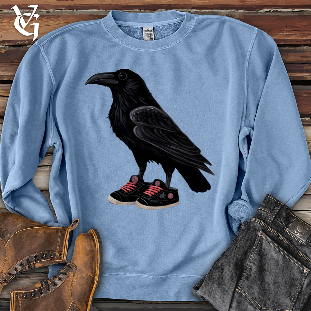 Viking Goods Raven Wearing Sneakers Pigment-Dyed Crewneck Pigment Light Blue / L