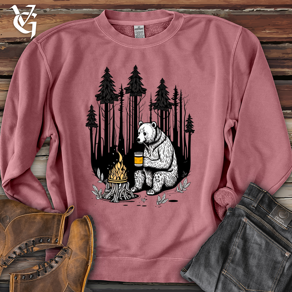 Viking Goods Bear Happy Hour Pigment-Dyed Crewneck Pigment Maroon / L