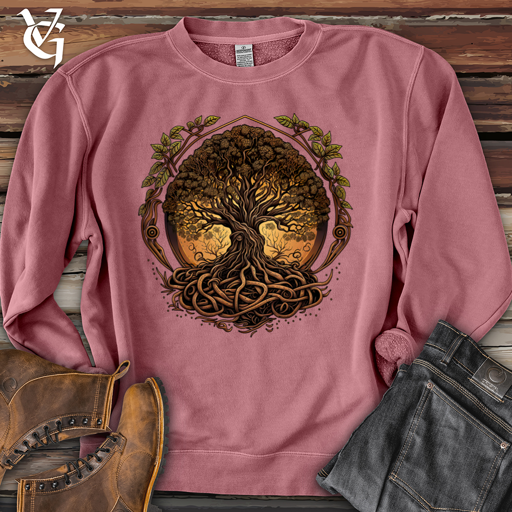 Viking Goods Illuminated Tree Pigment-Dyed Crewneck Pigment Maroon / L