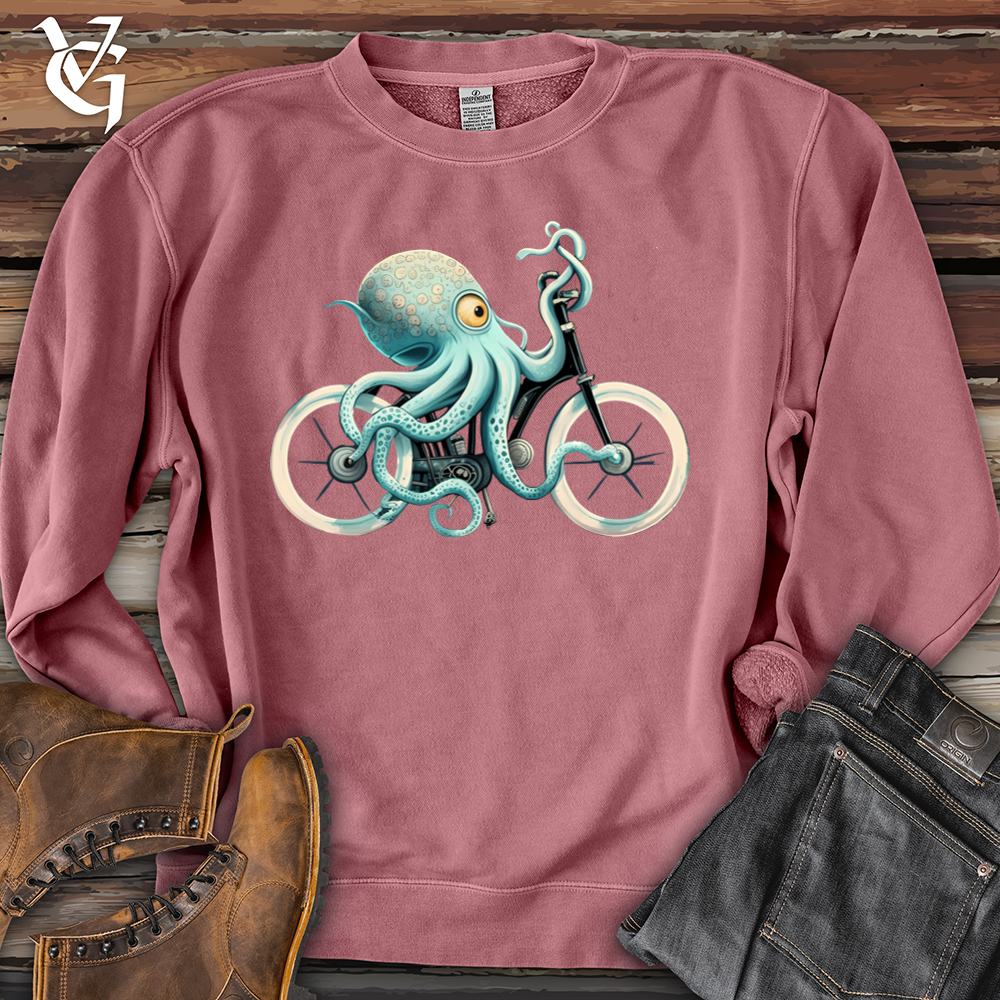 Viking Goods Octobike Banjo Bison Pigment-Dyed Crewneck Pigment Maroon / L