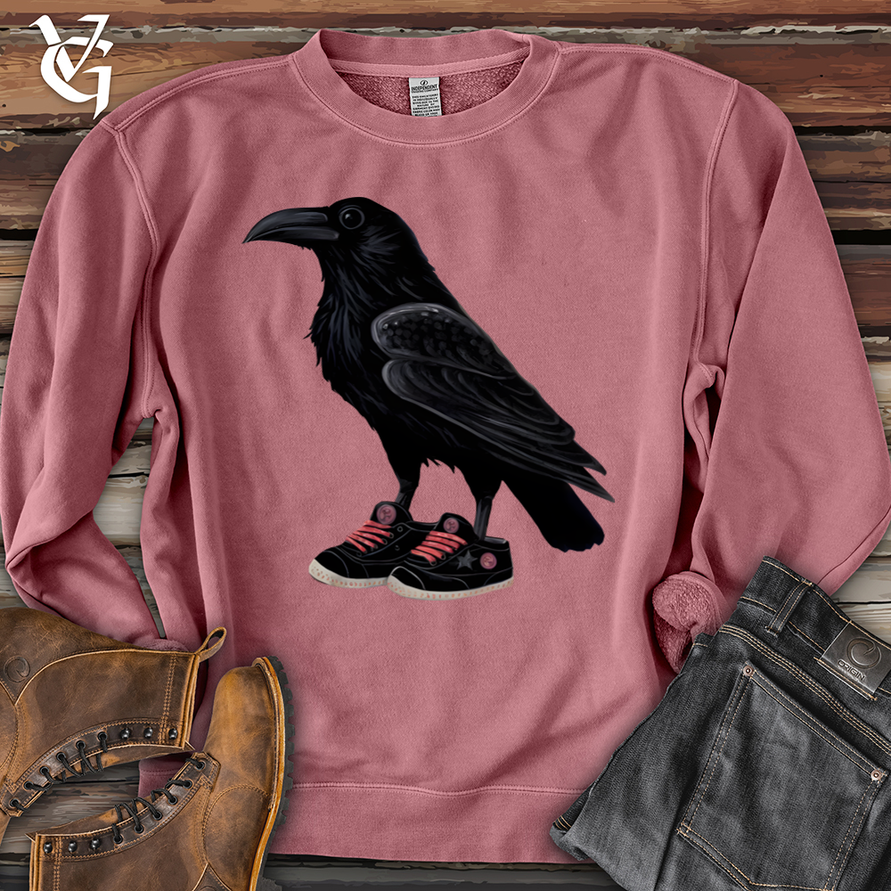 Viking Goods Raven Wearing Sneakers Pigment-Dyed Crewneck Pigment Maroon / L