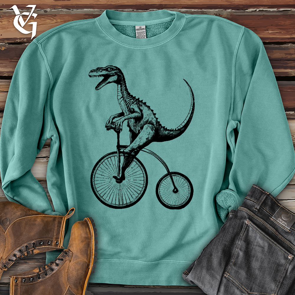 Viking Goods Dinosaur Cyclist Pigment-Dyed Crewneck Pigment Mint / L