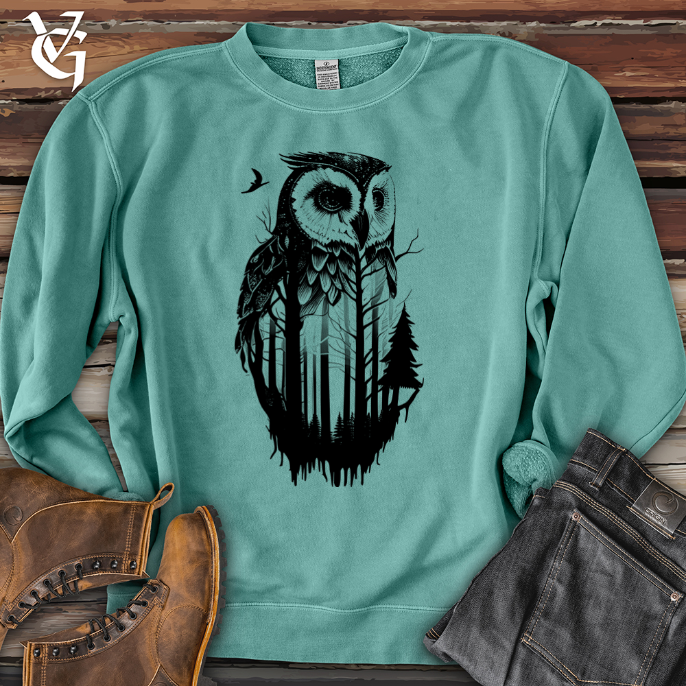 Viking Goods Owl Soul Banjo Bison Pigment-Dyed Crewneck Pigment Mint / L