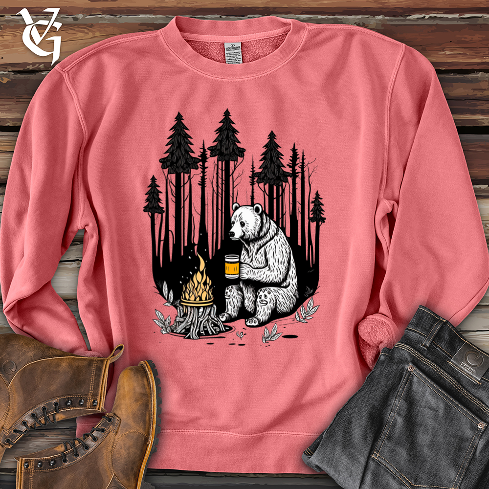 Viking Goods Bear Happy Hour Pigment-Dyed Crewneck Pigment Pink / L