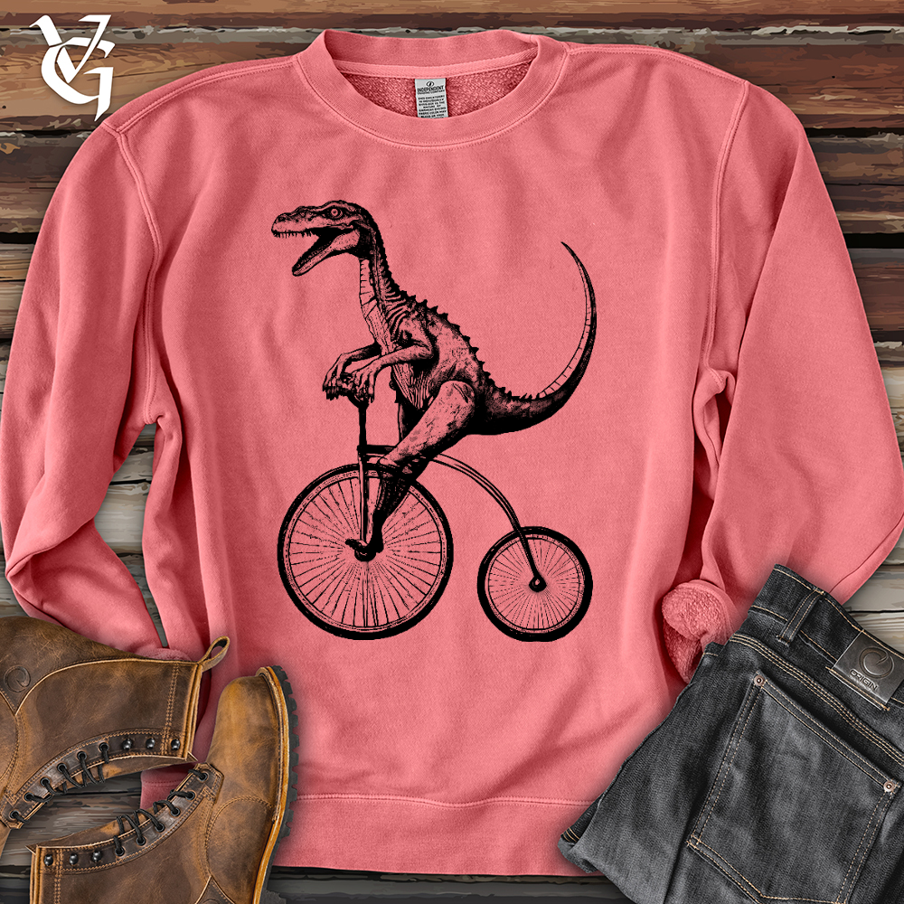 Viking Goods Dinosaur Cyclist Pigment-Dyed Crewneck Pigment Pink / L