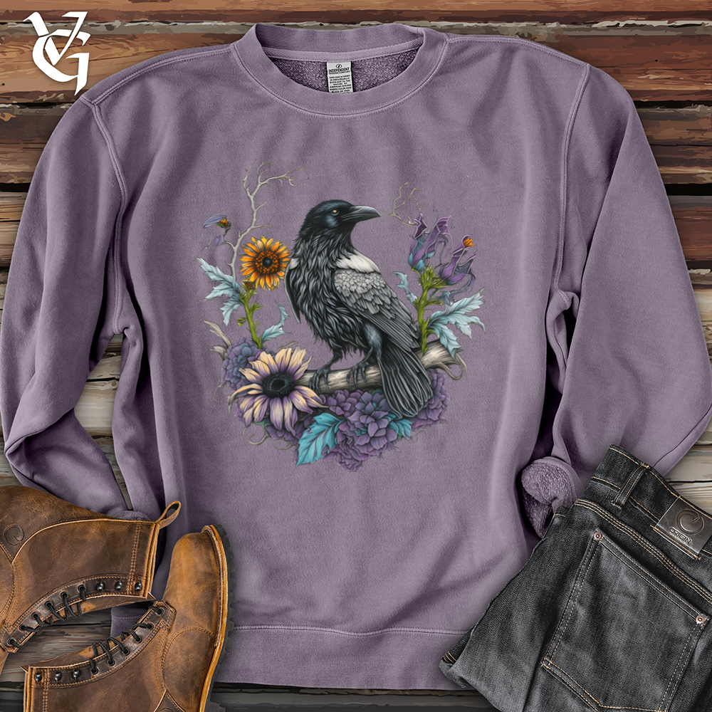 Viking Goods Flower Wreath Raven Pigment-Dyed Crewneck Pigment Plum / L