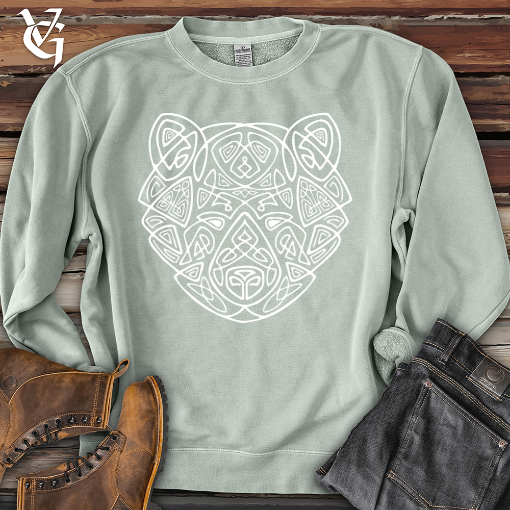 Viking Goods Bear Head Celtic Style Pigment-Dyed Crewneck Pigment Sage / L