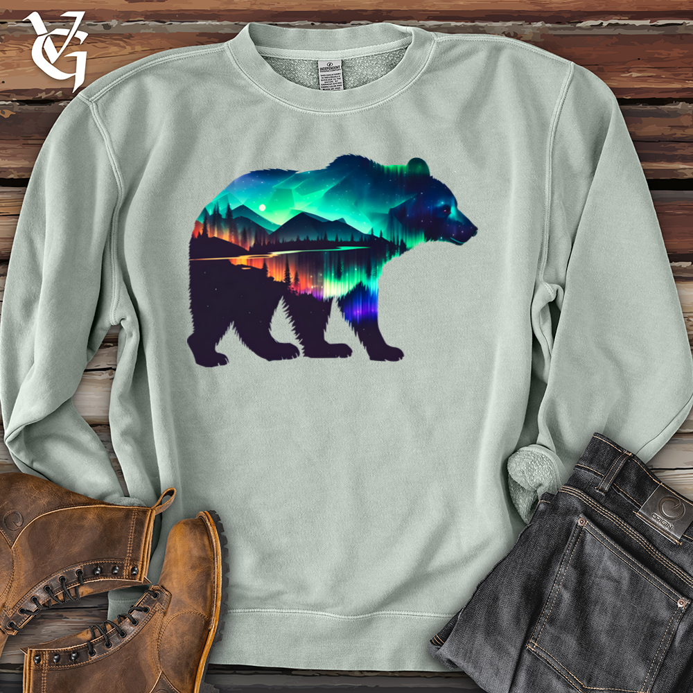Viking Goods Northern Lights Bear Pigment-Dyed Crewneck Pigment Sage / L