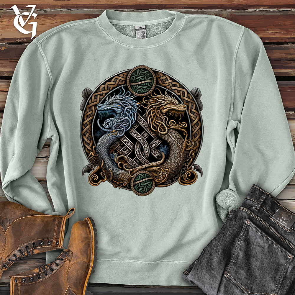 Viking Goods Two Dragons Pigment-Dyed Crewneck Pigment Sage / L