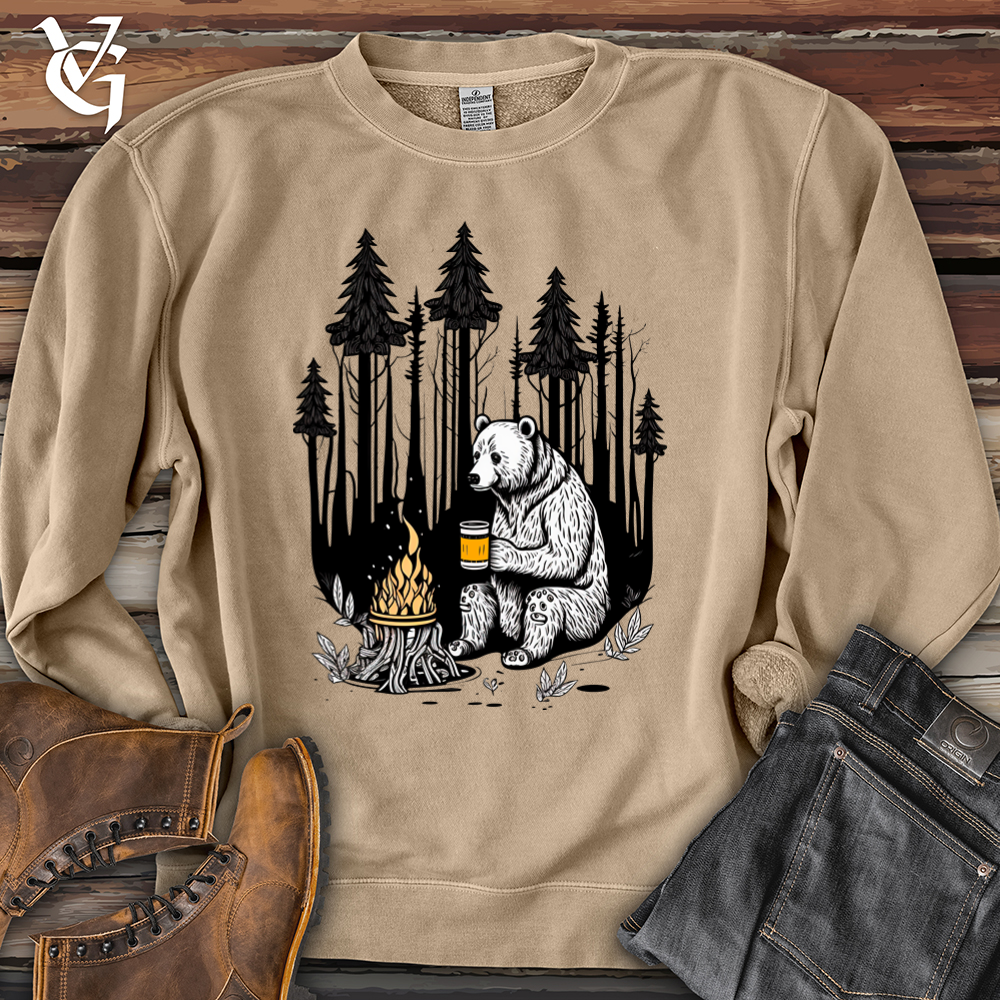 Viking Goods Bear Happy Hour Pigment-Dyed Crewneck Pigment Sandstone / L