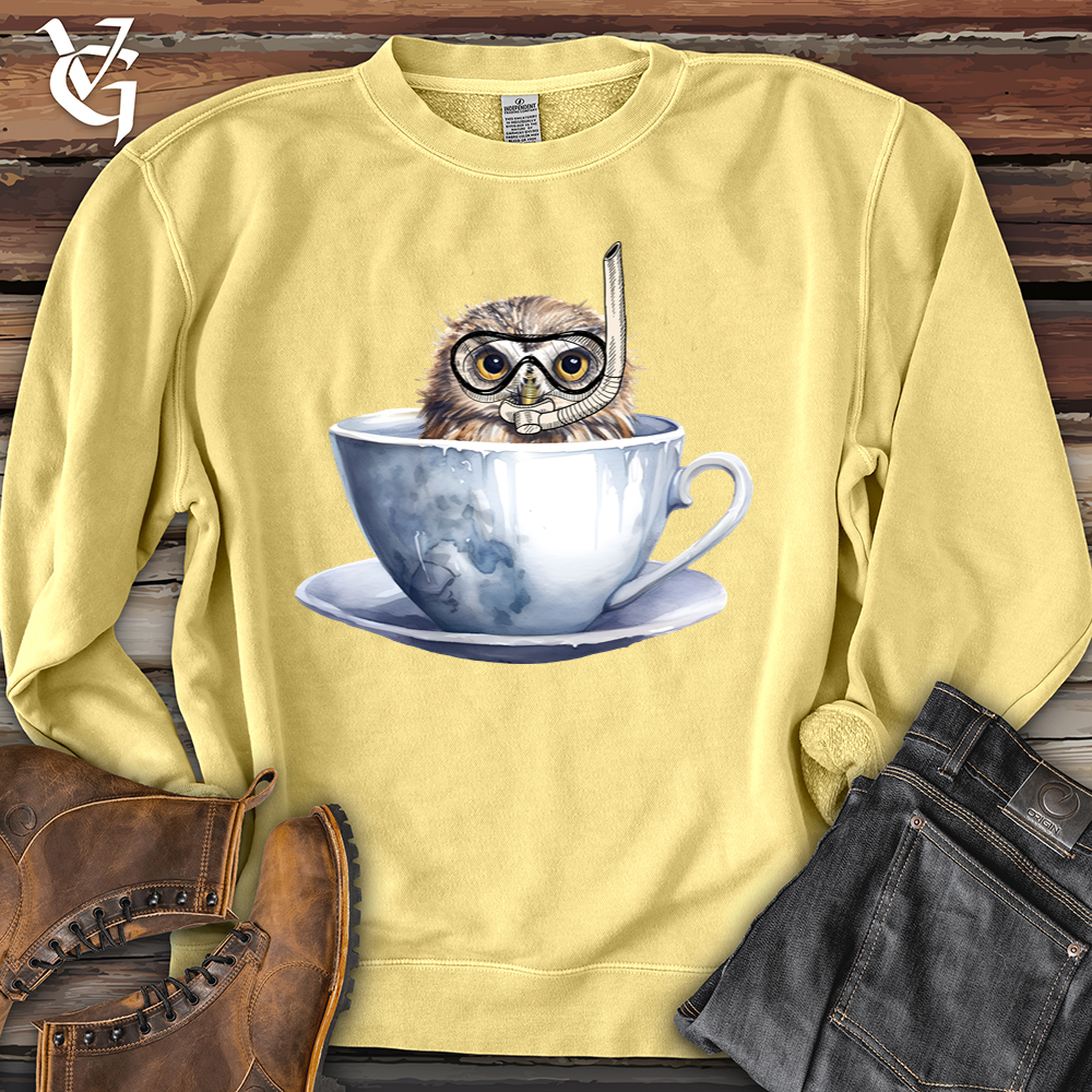 Viking Goods Snorkeling Owl Banjo Bison Pigment-Dyed Crewneck Pigment Yellow / L