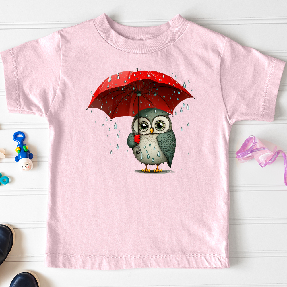Viking Goods Owl in the Rain Toddler Tee Pink / 2T