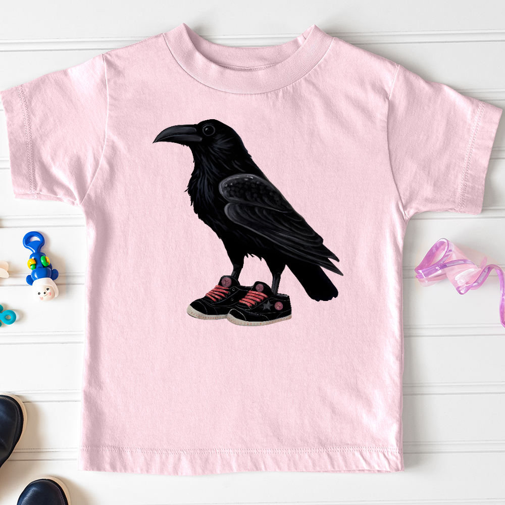 Viking Goods Raven Wearing Sneakers Toddler Tee Pink / 2T