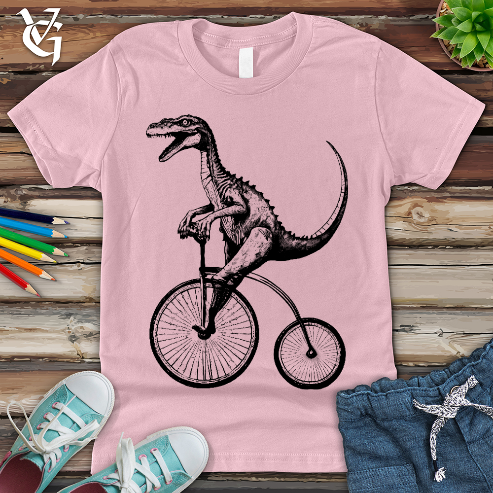 Viking Goods Dinosaur Cyclist Youth Tee Pink / L