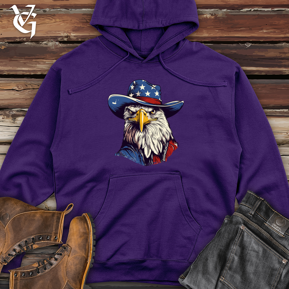 Viking Goods Eagle Skyline Rodeo Cowboy Cap Midweight Hooded Sweatshirt Purple / L