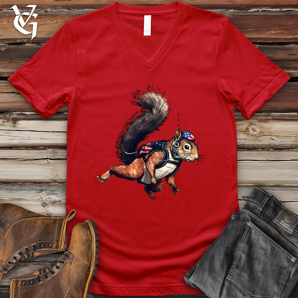 Viking Goods American Skydiving Squirrel V-Neck Tee Red / L