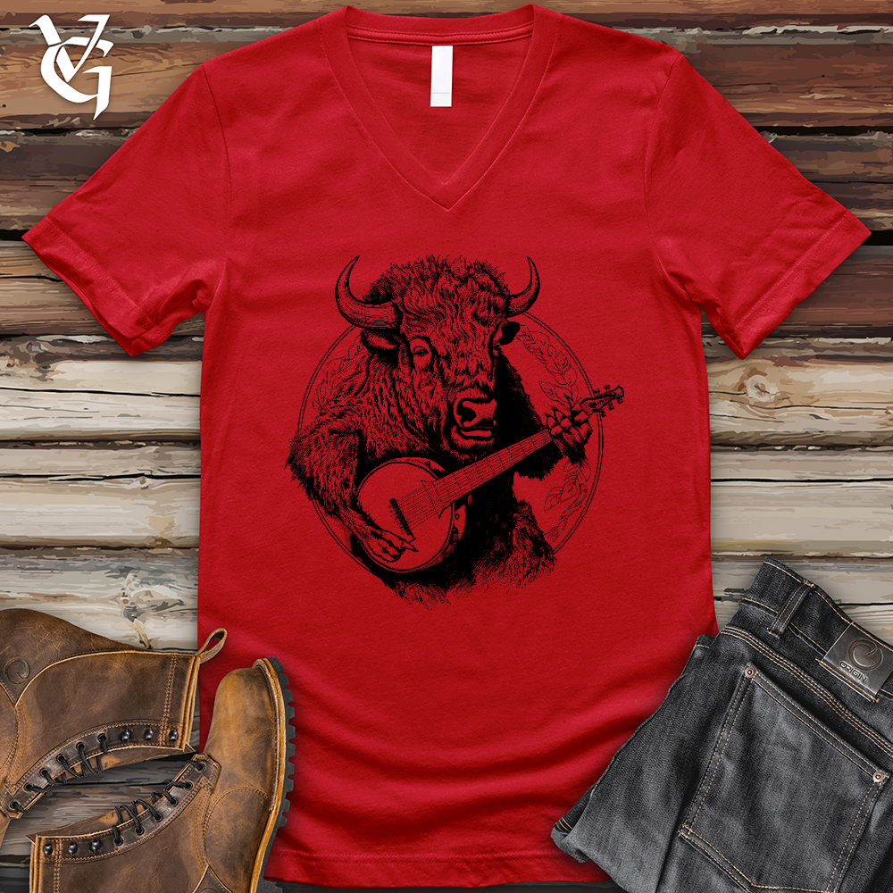 Viking Goods Banjo Bison V-Neck Tee Red / L