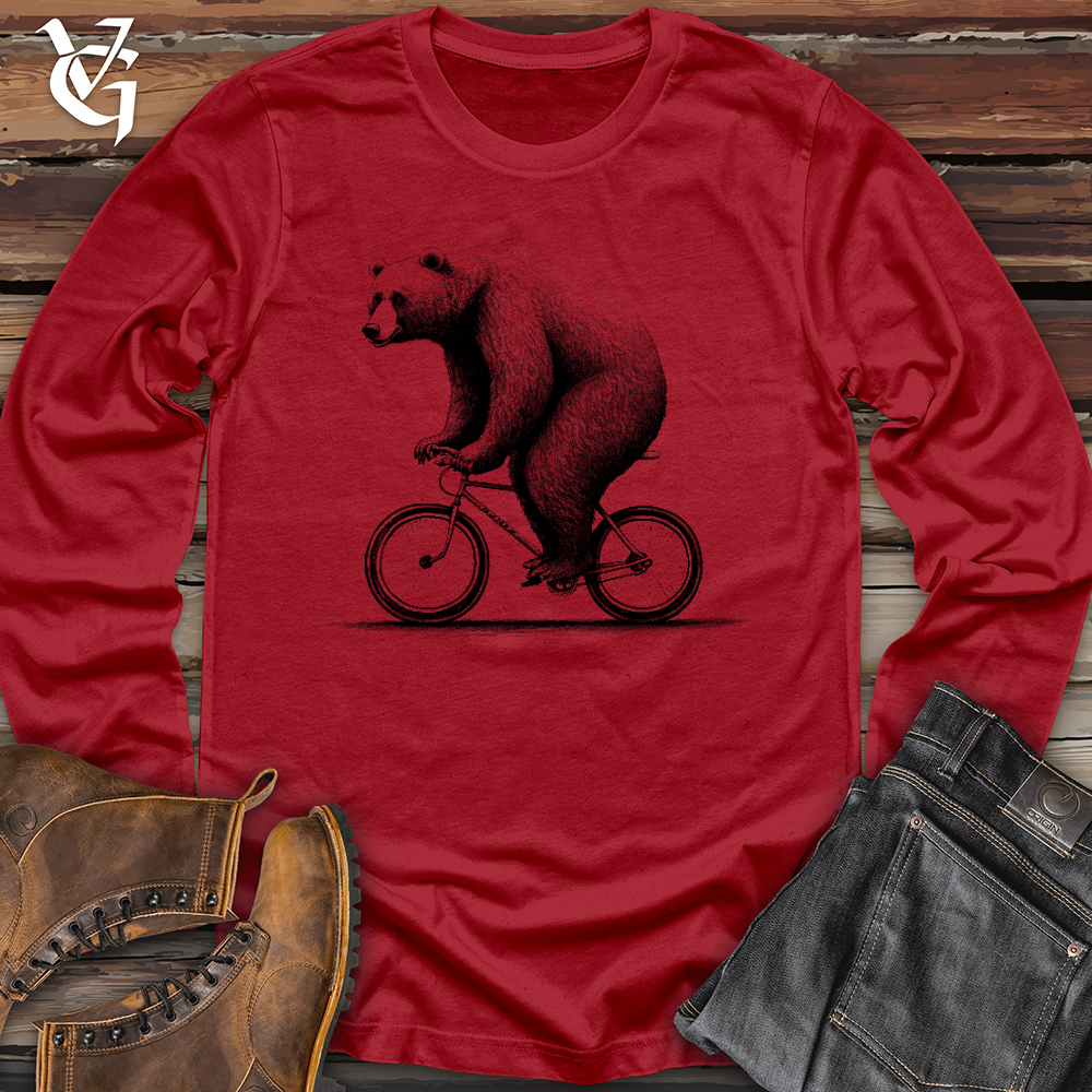 Viking Goods Bear Riding Bike Long Sleeve Red / L