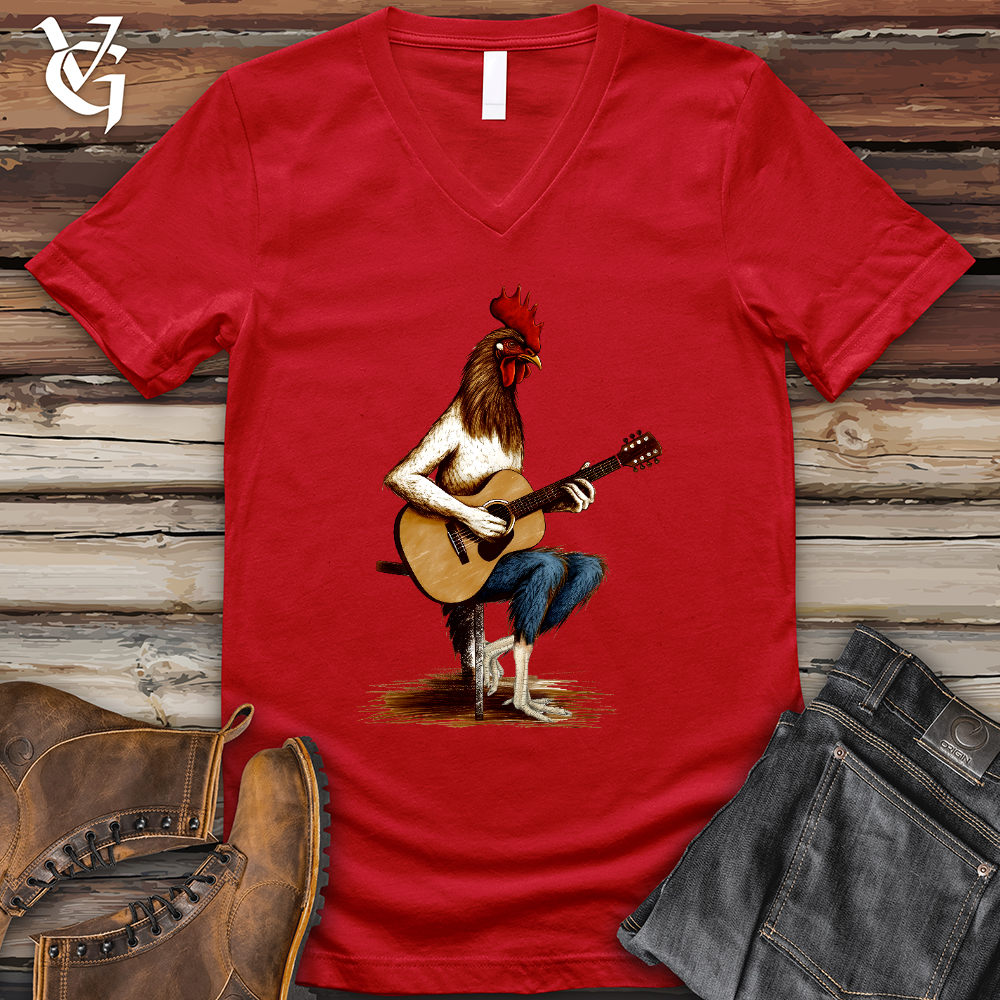 Viking Goods Chicken Guitarist V-Neck Tee Red / L