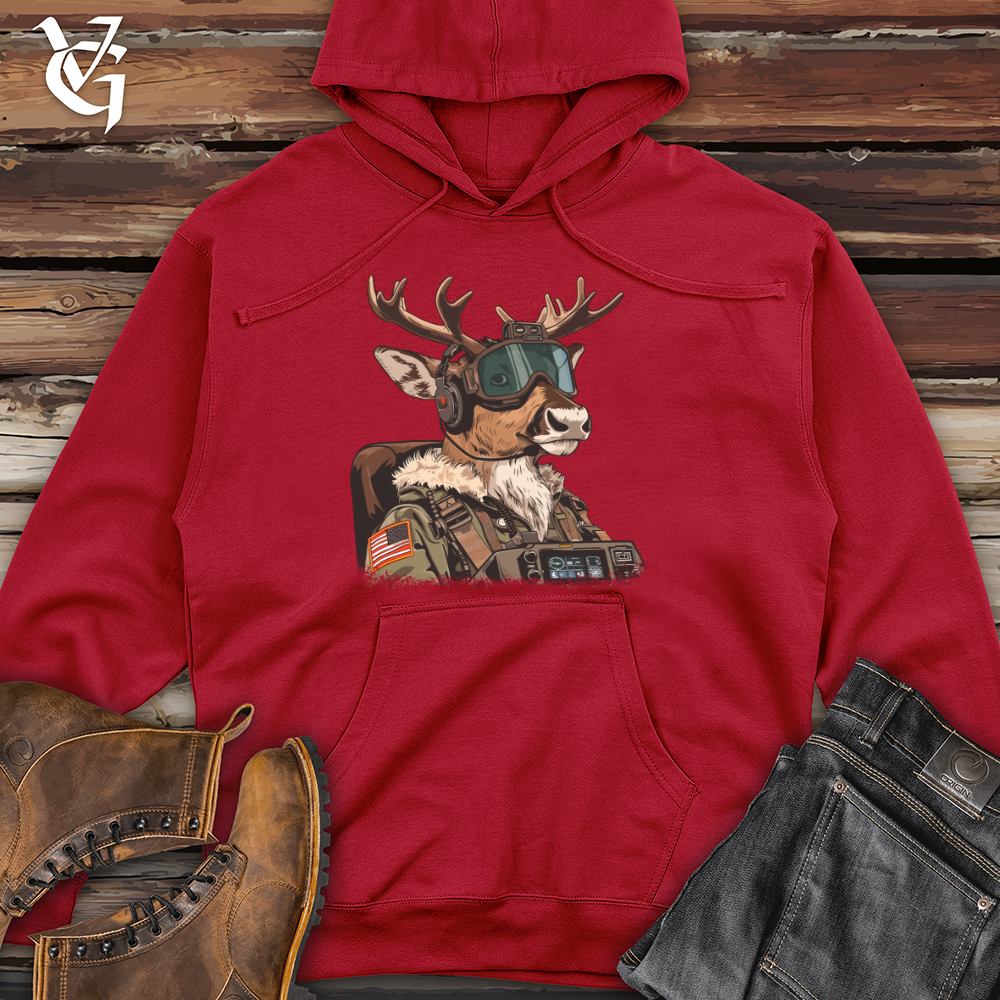 Viking Goods Deer Pilot Gear up Midweight Hooded Sweatshirt Red / L