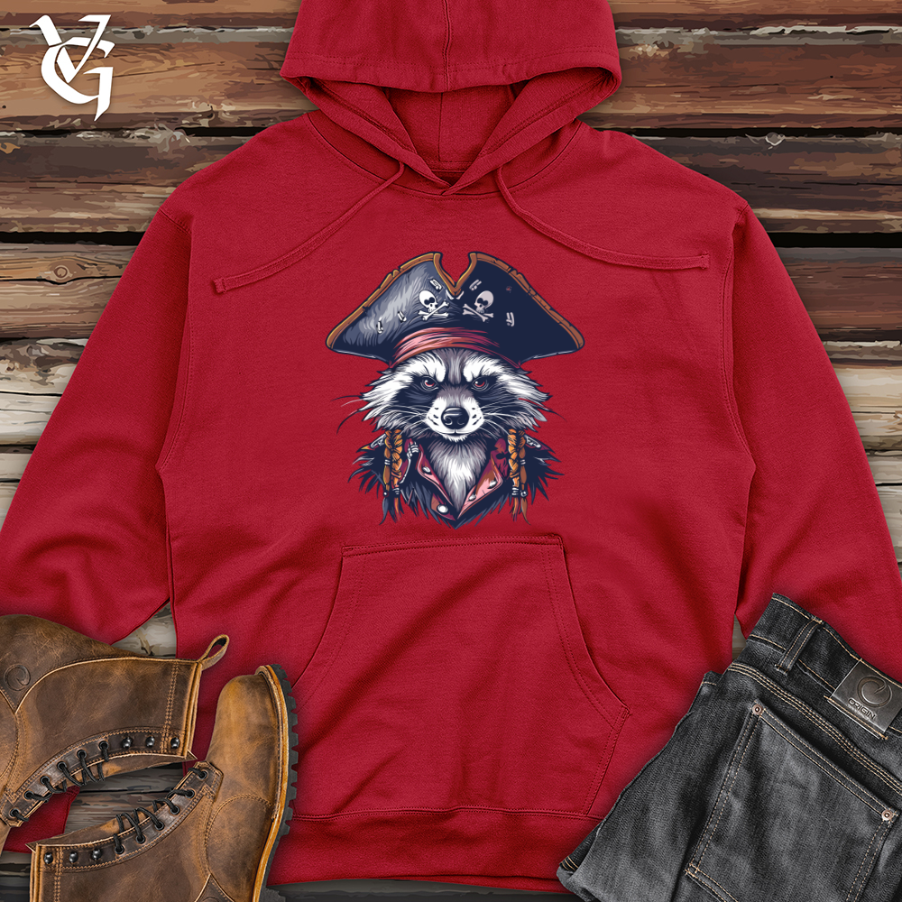 Viking Goods Raccoon Pirate Captain Midweight Hooded Sweatshirt Red / L