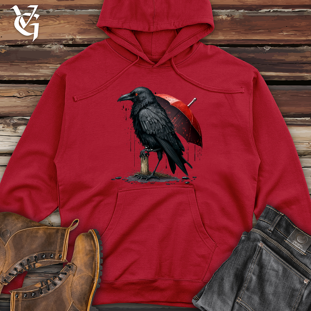 Viking Goods Raven in the Rain Midweight Hooded Sweatshirt Red / L