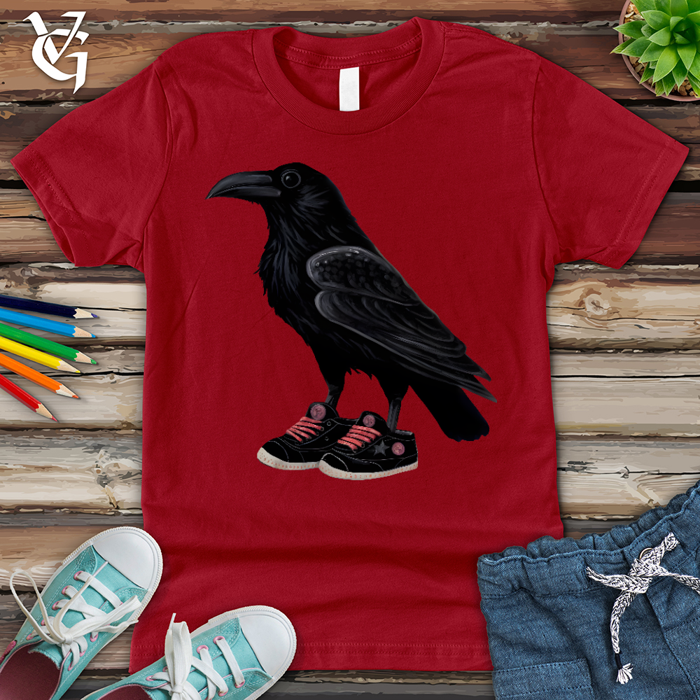 Viking Goods Raven Wearing Sneakers Youth Tee Red / L