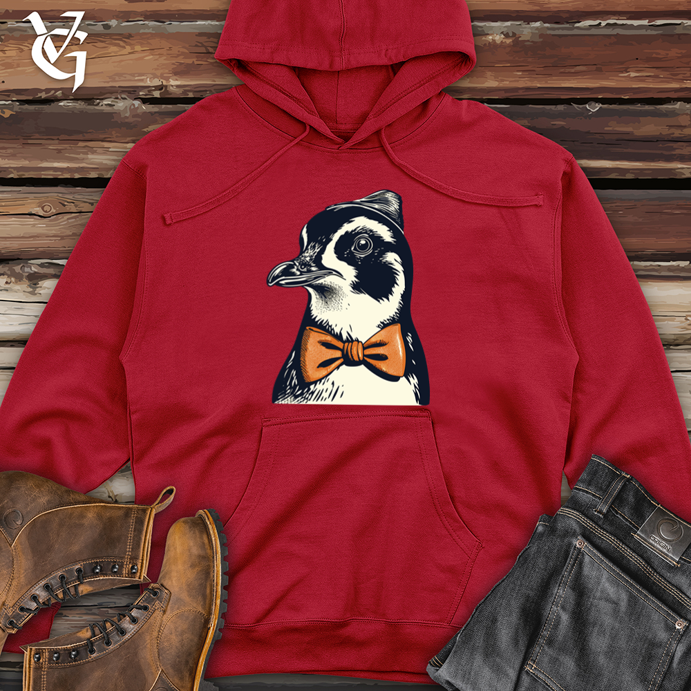 Viking Goods Retro Bow Tie Penguin Midweight Hooded Sweatshirt Red / L