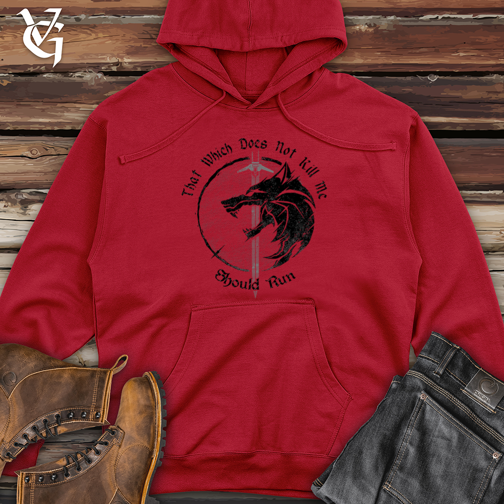 Viking Goods Should Run Wolf Midweight Hooded Sweatshirt Red / L