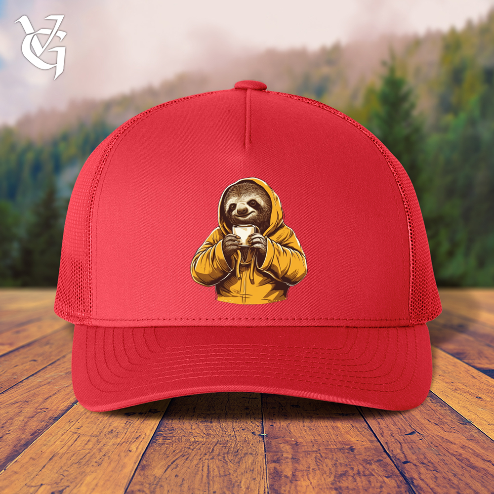 Viking Goods Sloth Coffee Trucker Cap Red