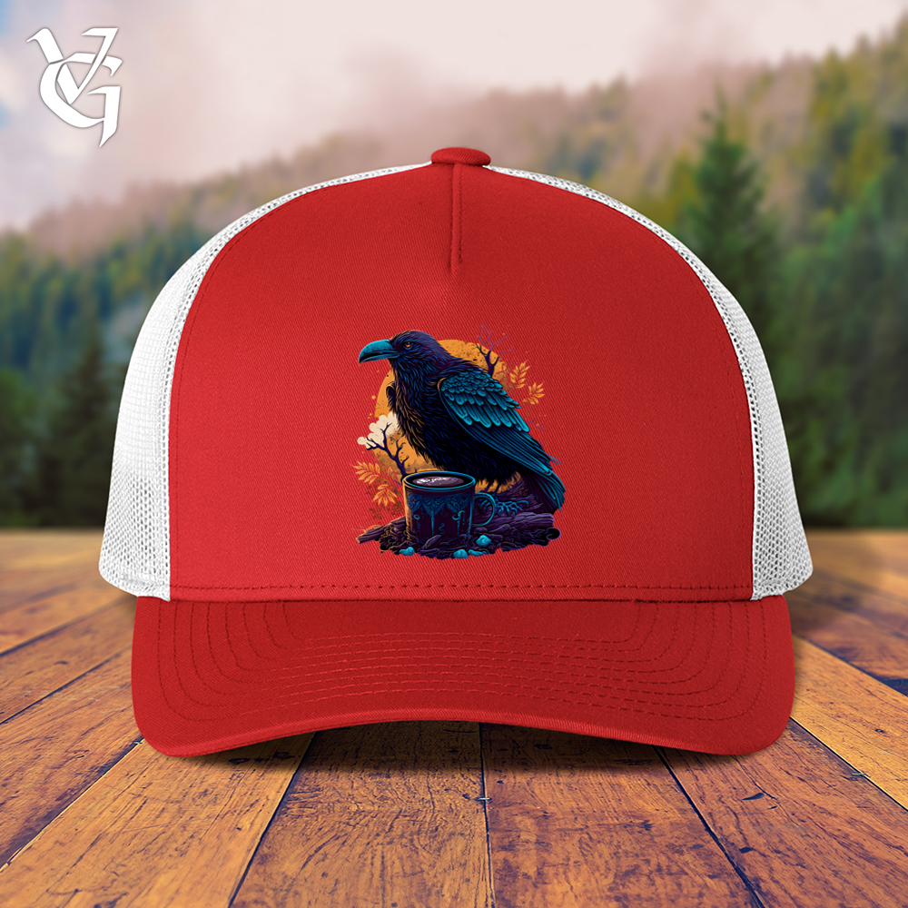 Viking Goods Black Raven Coffee Trucker Cap Red/ White
