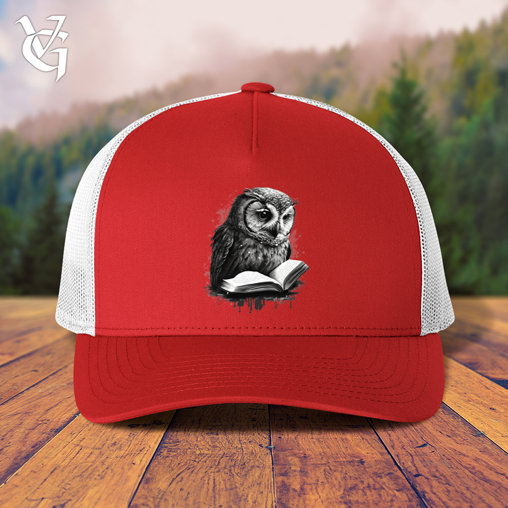 Viking Goods Owl Reading Book Trucker Cap Red/ White