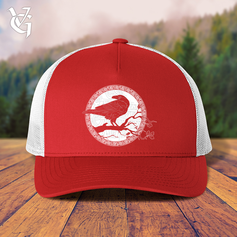 Viking Goods White Winter Raven Trucker Cap Red/ White