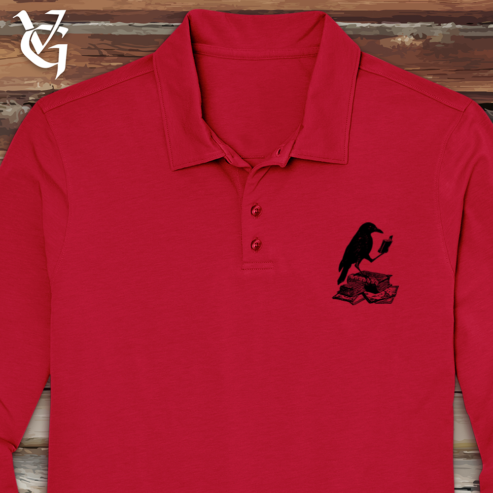 Viking Goods A Little Light Reading Long Sleeve Polo Rich Red / L