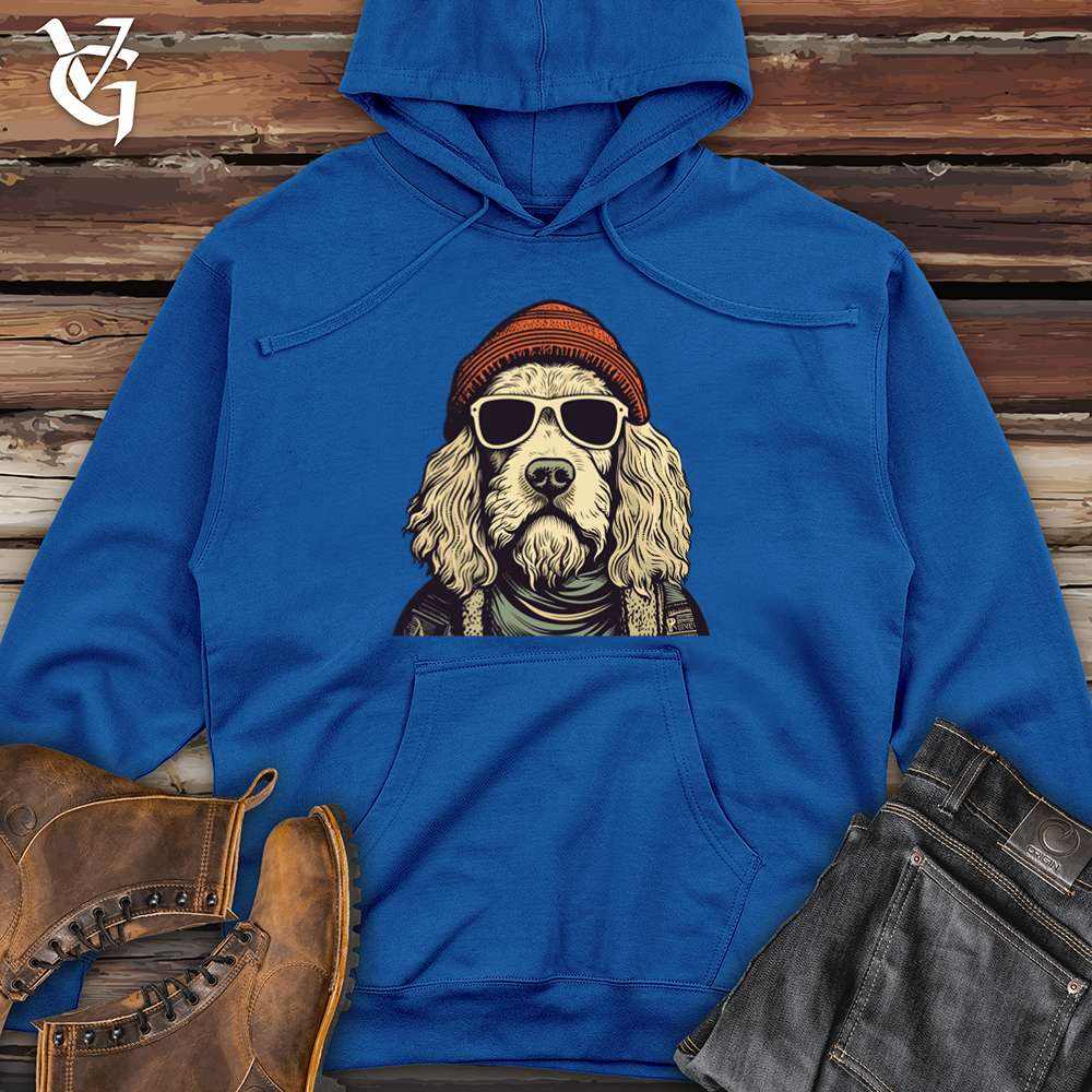 Viking Goods Beanie Rocking Doodle Dog Midweight Hooded Sweatshirt Royal / L