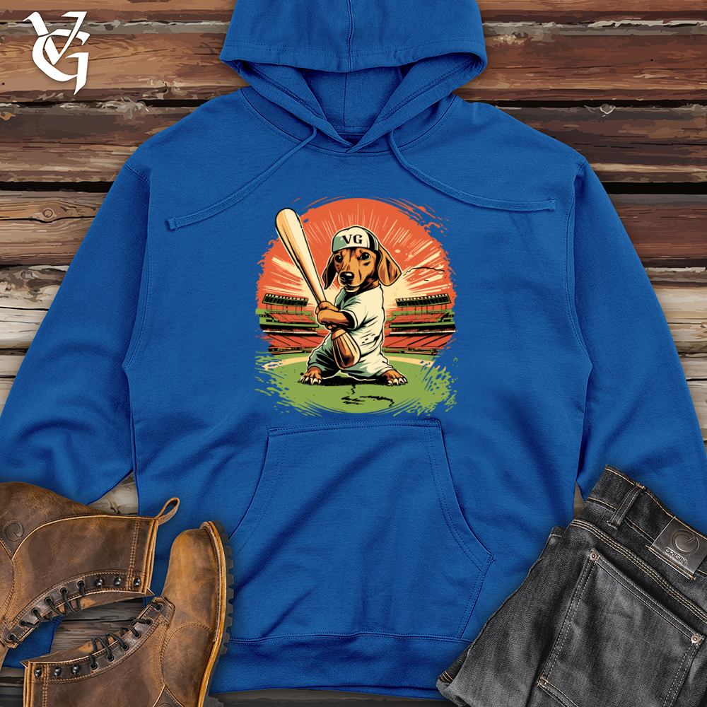 Viking Goods Dachshund Baseball Slugger Midweight Hooded Sweatshirt Royal / L