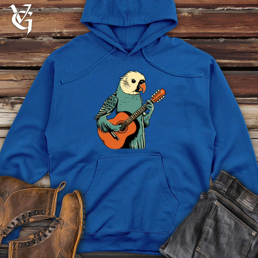 Viking Goods Parakeet Strumming Guitar Midweight Hooded Sweatshirt Royal / L