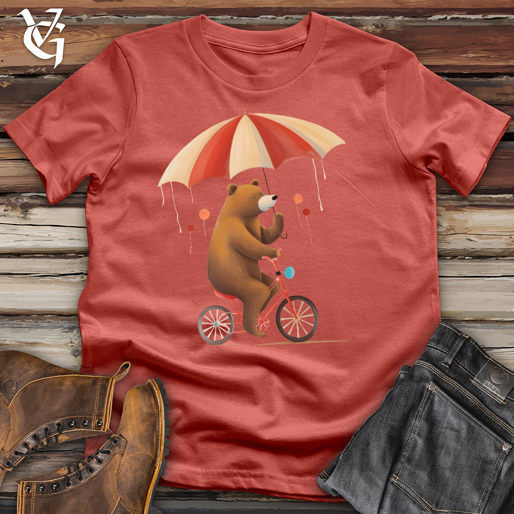Viking Goods Bear Biking In The Rain Cotton Tee Rust / L