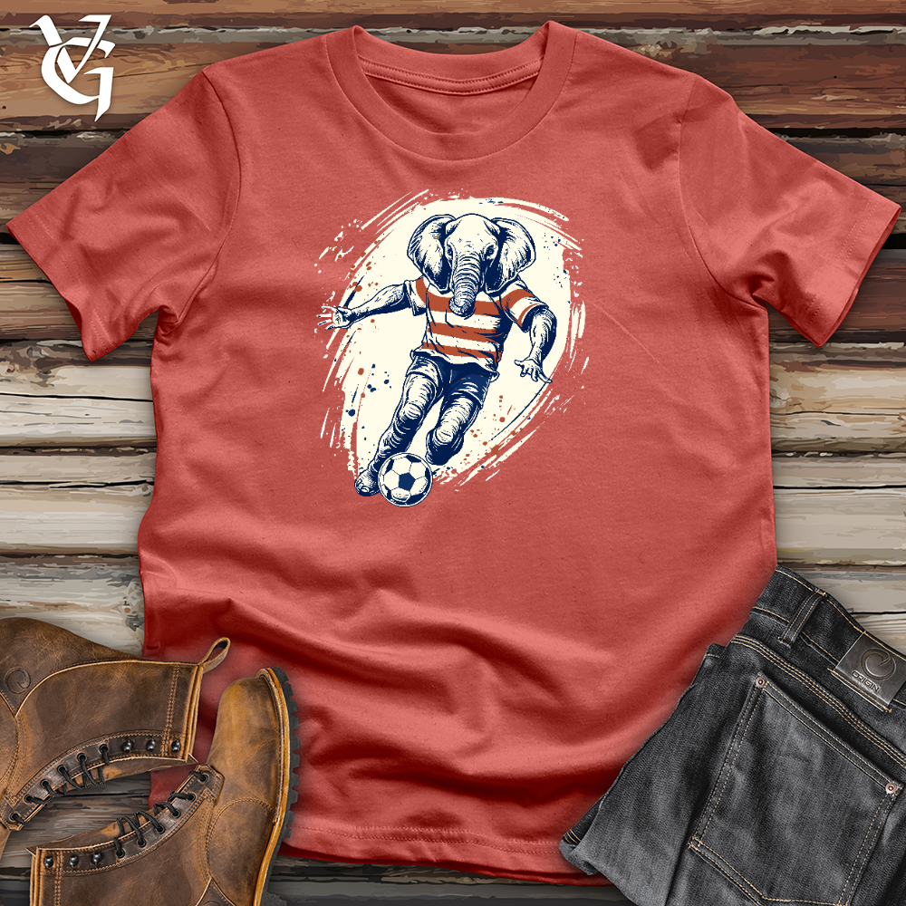 Viking Goods Elephant Playing Football Cotton Tee Rust / L