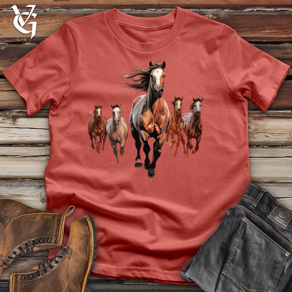 Viking Goods Galloping Horses Cotton Tee Rust / L