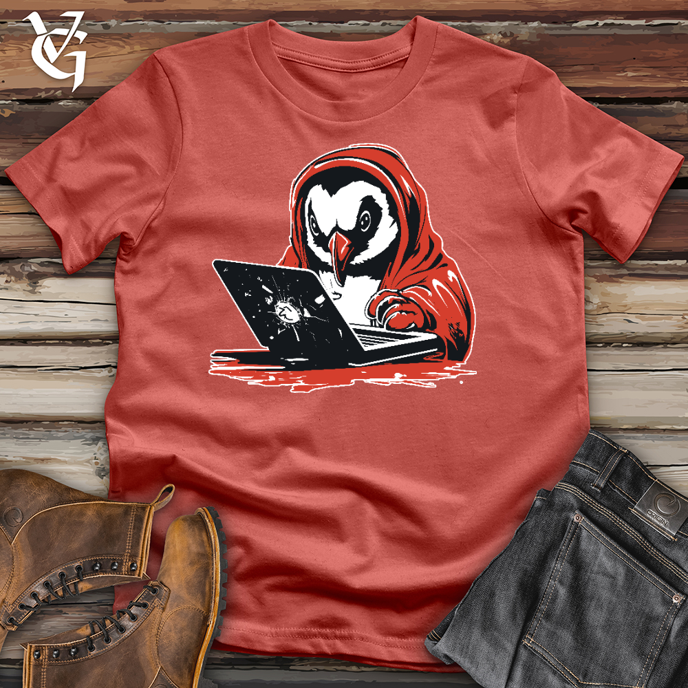 Viking Goods Penguin Watching Laptop Cotton Tee Rust / L